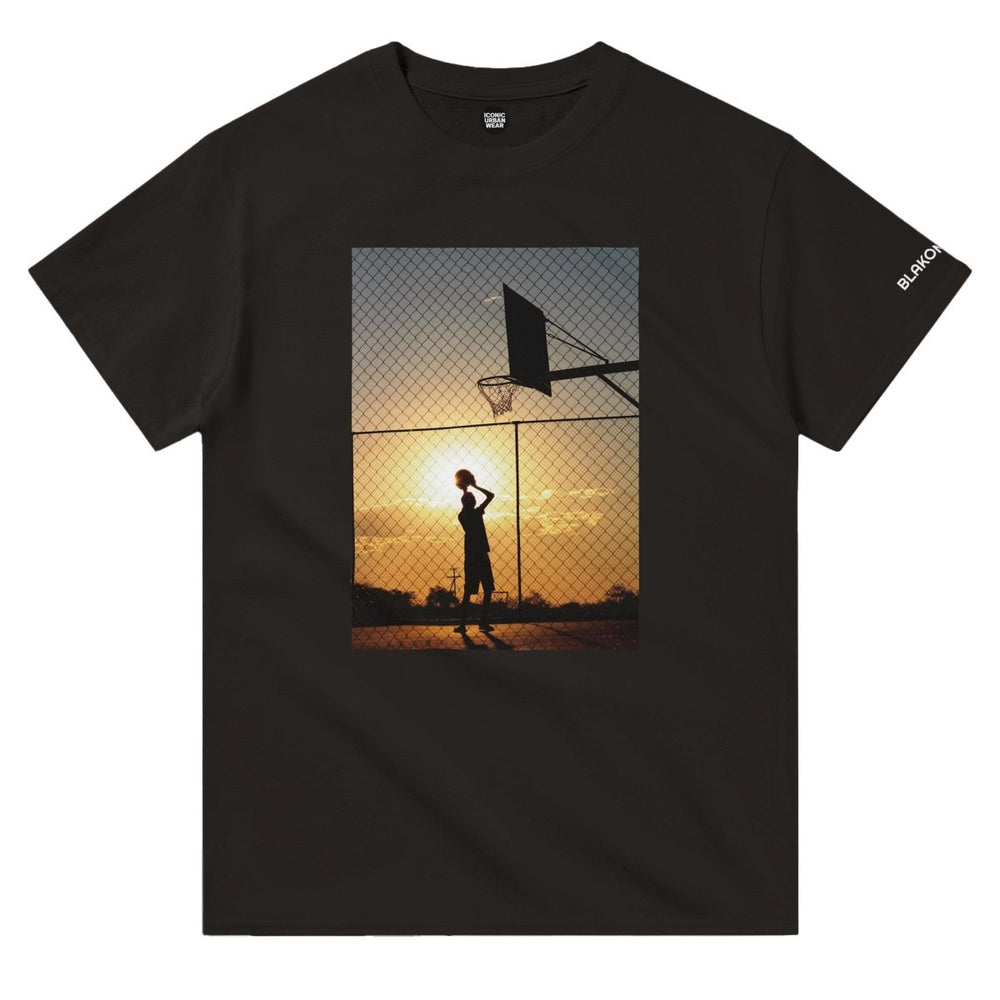 Blakonik | B-Ball at Sunset Crewneck Tee - Print Material