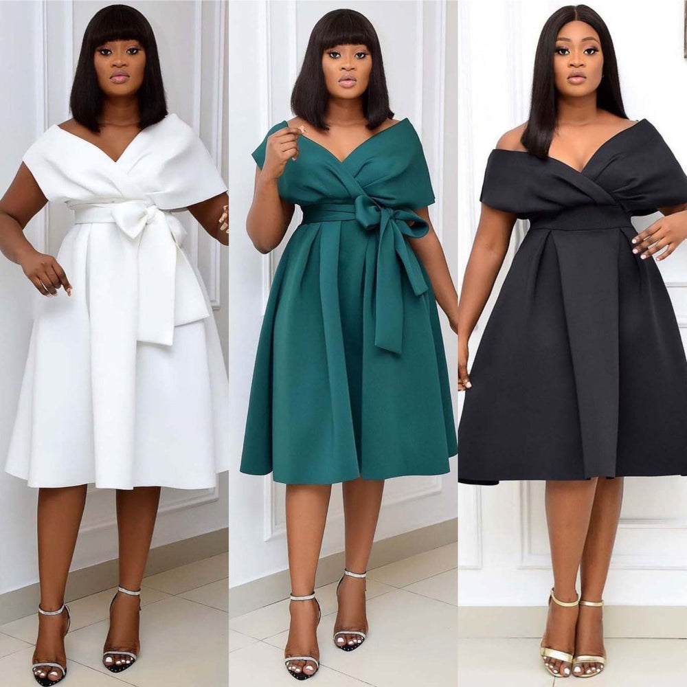 Unveiling Elegance: The Off-Shoulder Midi Dress for Hip-Hop Urban Streetwear - Blakonik