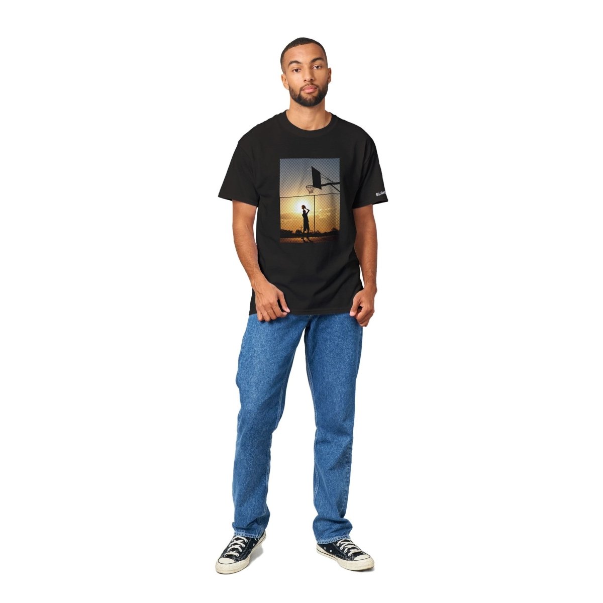 Blakonik | B-Ball at Sunset Crewneck Tee - Print Material