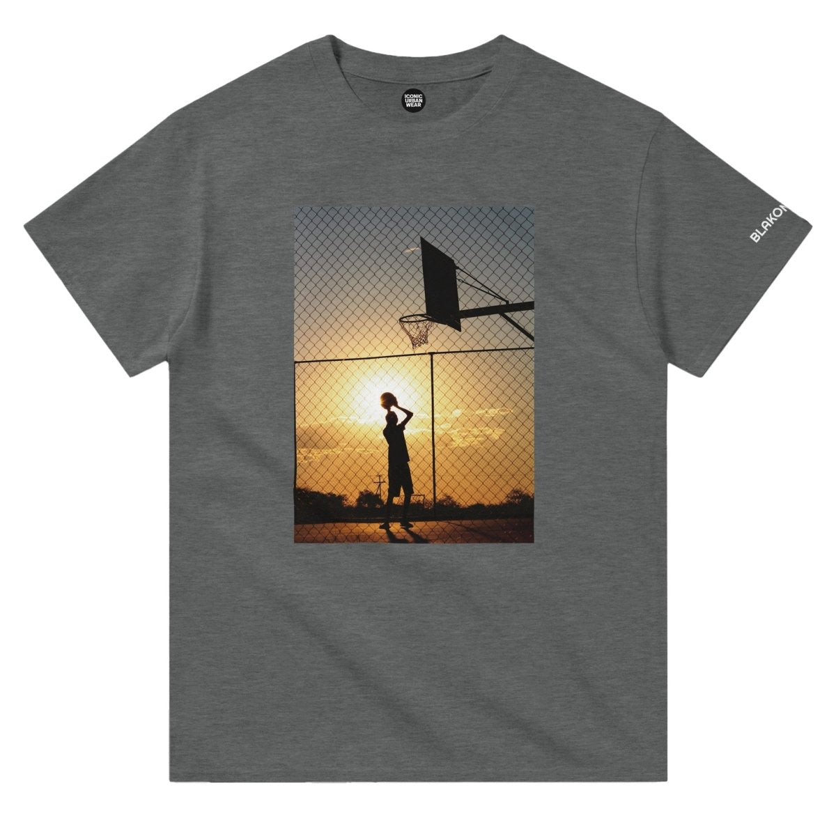 Blakonik | B-Ball at Sunset Crewneck Tee - Print Material