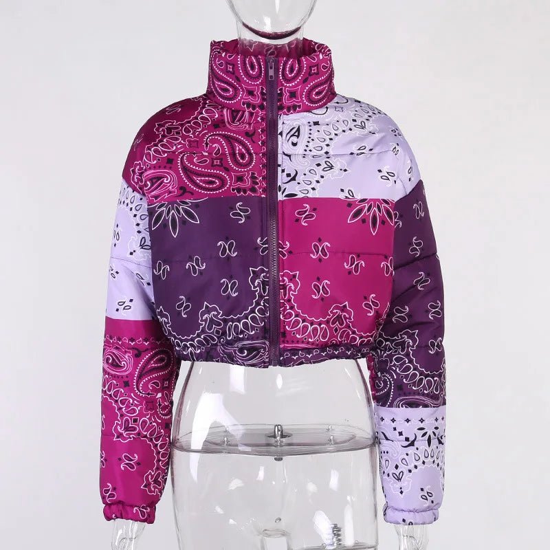 Blakonik | Chic Plus-Size Bandana-Style Cropped Puffer: Winter Women's Short Down Coat -