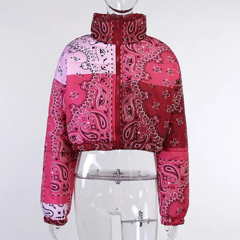 Blakonik | Chic Plus-Size Bandana-Style Cropped Puffer: Winter Women's Short Down Coat -