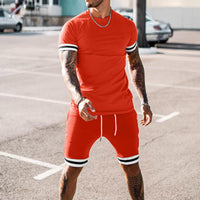 Blakonik | Sportswear Mens 2-Piece Shorts Set in Solid Colors S-4XL - Men's 2 Piece Shirt and Shorts Set