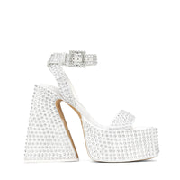 Blakonik | Womens Rhinestone Studded Platform Shoes White Luxe Vibes - Womens Shoes