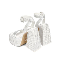 Blakonik | Womens Rhinestone Studded Platform Shoes White Luxe Vibes - Womens Shoes