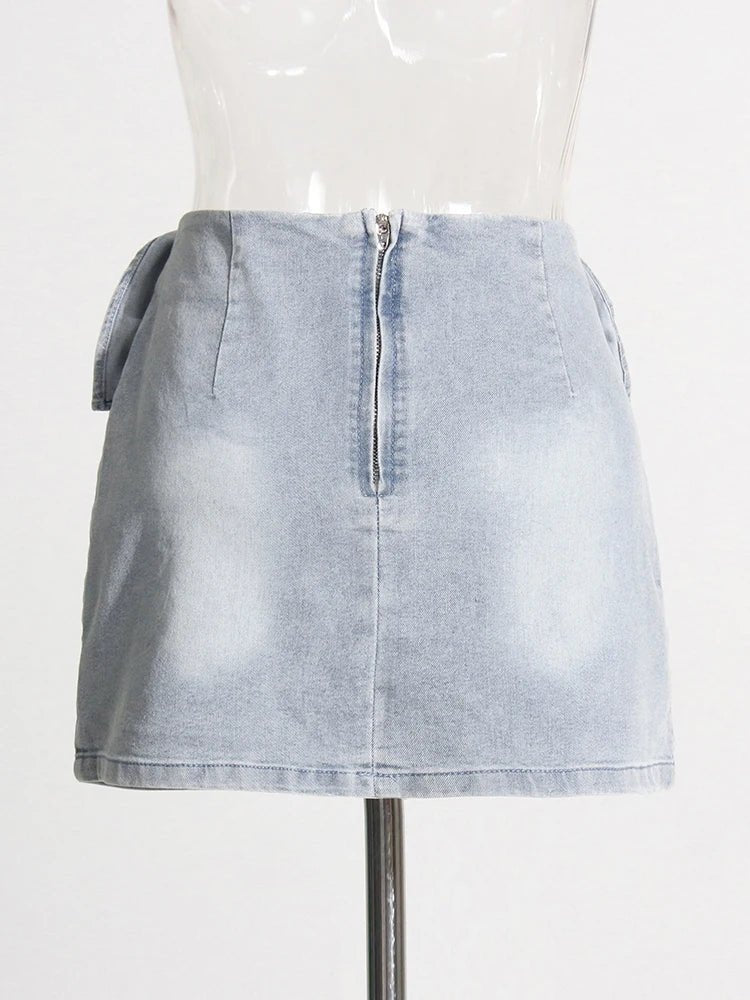 Blakonik | Downtown Edge Denim Mini Skirt with Spliced Appliques for Women -