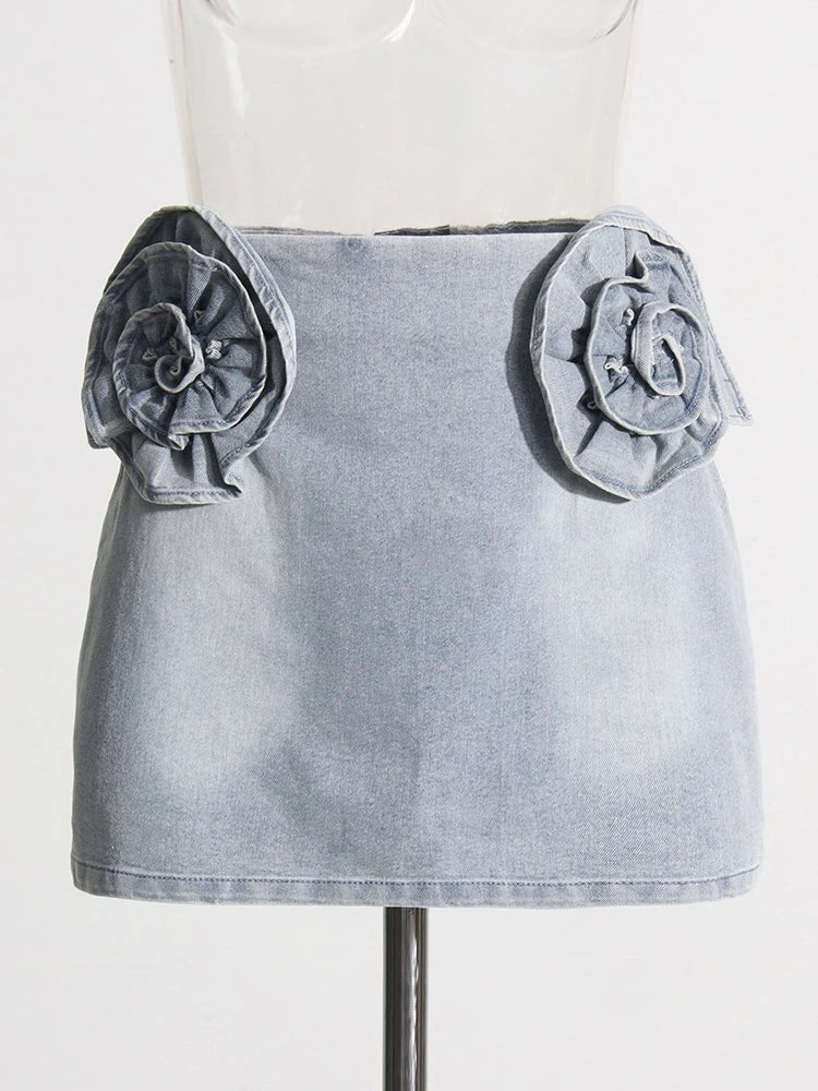 Blakonik | Downtown Edge Denim Mini Skirt with Spliced Appliques for Women -
