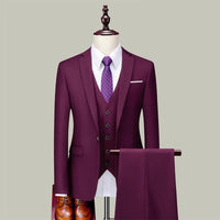 Blakonik | Elegant Three-Piece Slim-Fit Suit Set for Men - Polyester Blend - Ideal for Business, Weddings, and Formal Events - Mens 3 Piece Suit