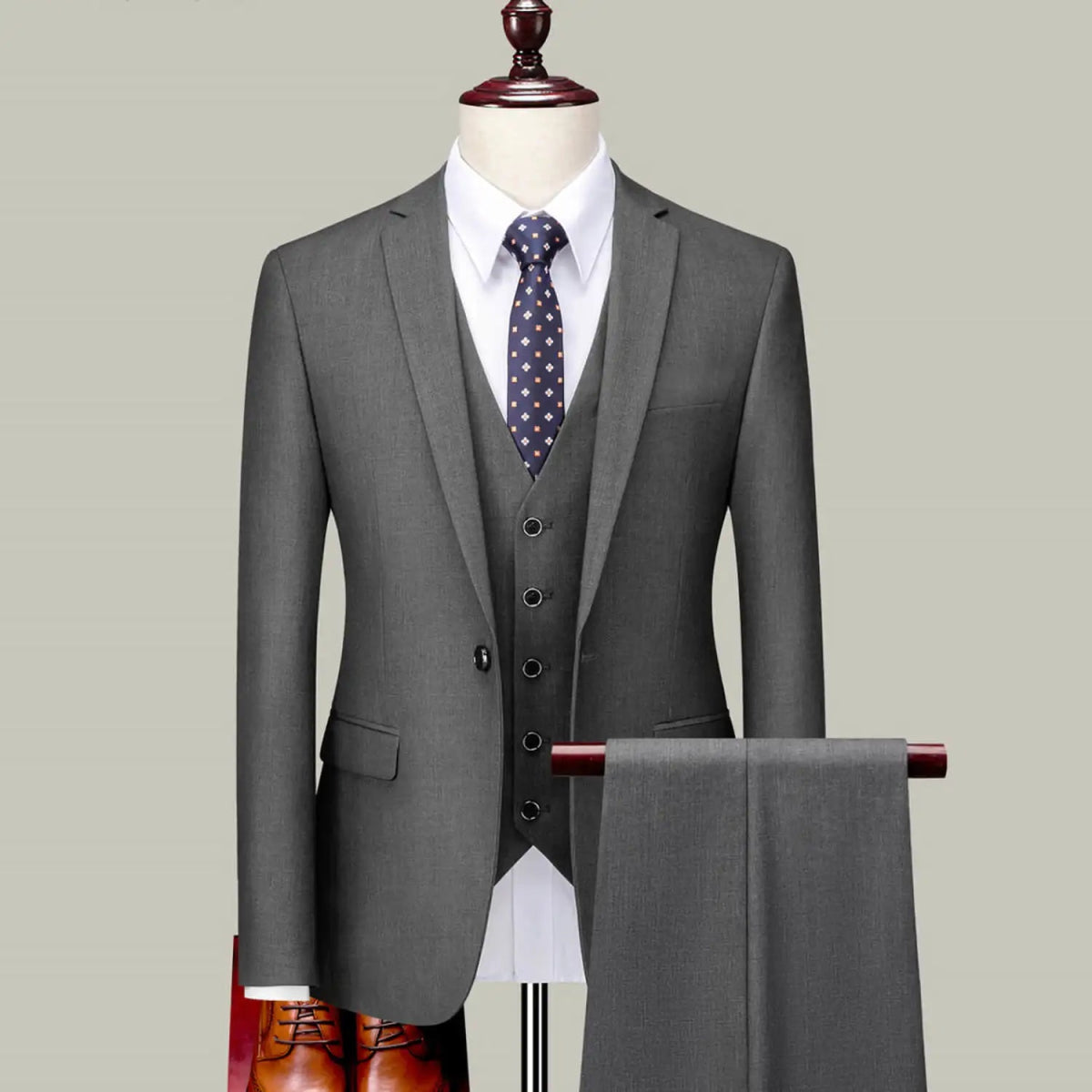 Blakonik | Elegant Three-Piece Slim-Fit Suit Set for Men - Polyester Blend - Ideal for Business, Weddings, and Formal Events - Mens 3 Piece Suit
