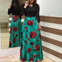 Blakonik | Maxi Floor-Length Floral Dress Empire Waist S-5XL Plus Size - Maxi Dress