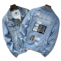 Blakonik | Mens Washed Denim Blue Jean Jacket Graphic M-3XL - Mens Denim Jacket