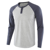 Blakonik | Mens Cotton Henley Shirts Red or Grey Fall Autumn S-2XL - Men's Henley Shirt