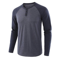 Blakonik | Mens Cotton Henley Shirts Red or Grey Fall Autumn S-2XL - Men's Henley Shirt