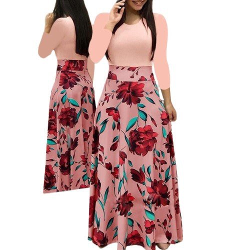 Blakonik | Maxi Floor-Length Floral Dress Empire Waist S-5XL Plus Size - Maxi Dress