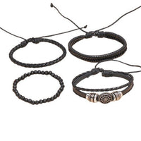 Blakonik | Mens Braided Vegan Leather Bracelet 4-piece Accessories - Men's Leather Bracelet