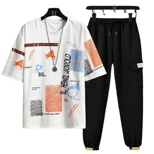 Blakonik | Mens Casual Short-Sleeved T-Shirt Pants Set L-5XL - Short Sleeve T Shirt & Sweatpant Set