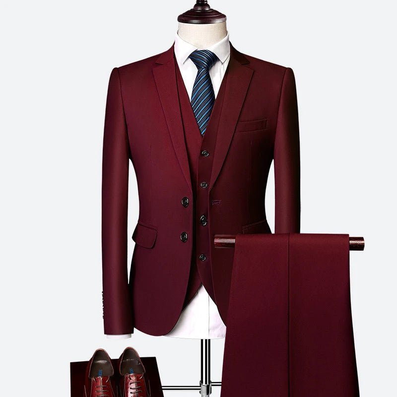 Blakonik | Men's Italian-Style Slim Fit Formal Business Suit - 3 Pieces in Various Colors & Sizes (36R-50R, S-6XL) - Mens 3 Piece Suit