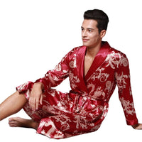 Blakonik | Mens Silk Robe Set Luxury Sleepwear Plus Size Large L-3XL - Men's Robe
