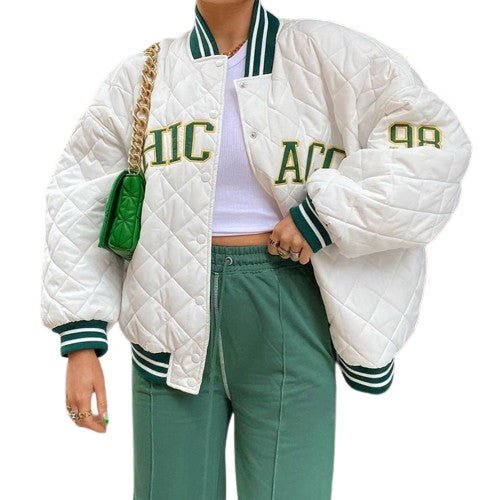 Blakonik | Plus Size Coats for Women Oversized Varsity Jacket Baseball Bomber S-L - Womens Bomber Jacket