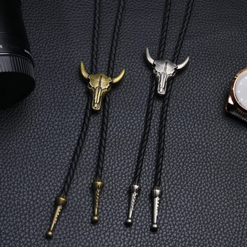Blakonik | Rugged Renegade: Punk Cowboy Animal Style Bolo Tie with Adjustable Leather and Alloy Pendant for Men & Women Unisex - Bolo Tie