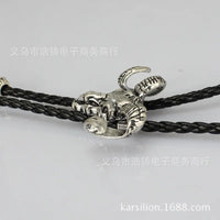 Blakonik | Rustic Charm Vintage Goat Rope Leather Bolo Tie Necklace - Bolo Tie