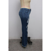 Blakonik | Womens High Waist Plus Size Denim Jeans Ripped Flared Torn XL-5XL - Womens Jeans