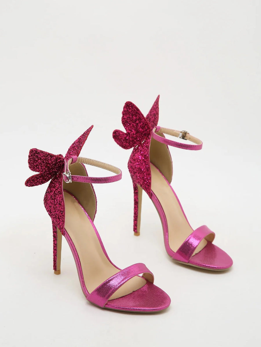 Blakonik | Sparkle Elegance Sequin Bow High Heel Sandals for Women - Summer Banquet Edition -