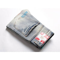 Blakonik | Mens Slim Fit Painted Denim Pants Street Art Jeans 29"-38" - Men's Jeans