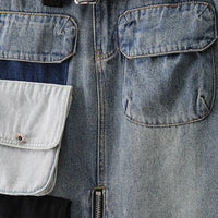 Blakonik | Urban Chic Spliced Pockets High-Waist Denim Skirt for Women -
