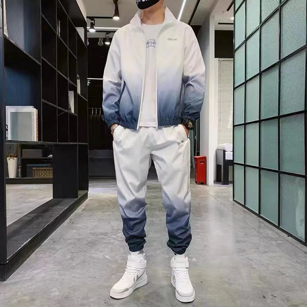 Blakonik | Urban Ombre Wave Tracksuit - Men's Casual 2-Piece Fashion Set with Custom Jacket & Pants - Tracksuit